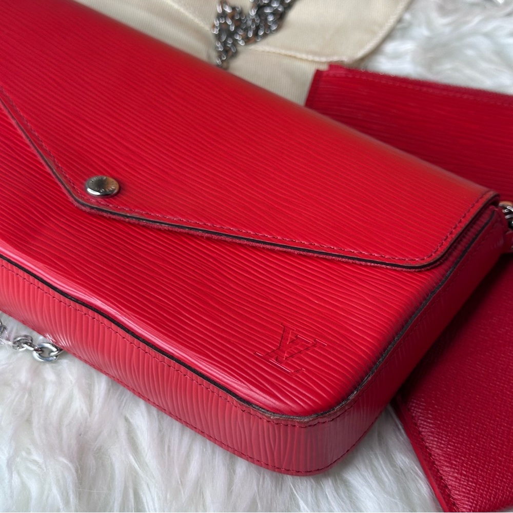 Louis Vuitton Red Felicie Pochette in EPI Leather - Picture 13 of 16